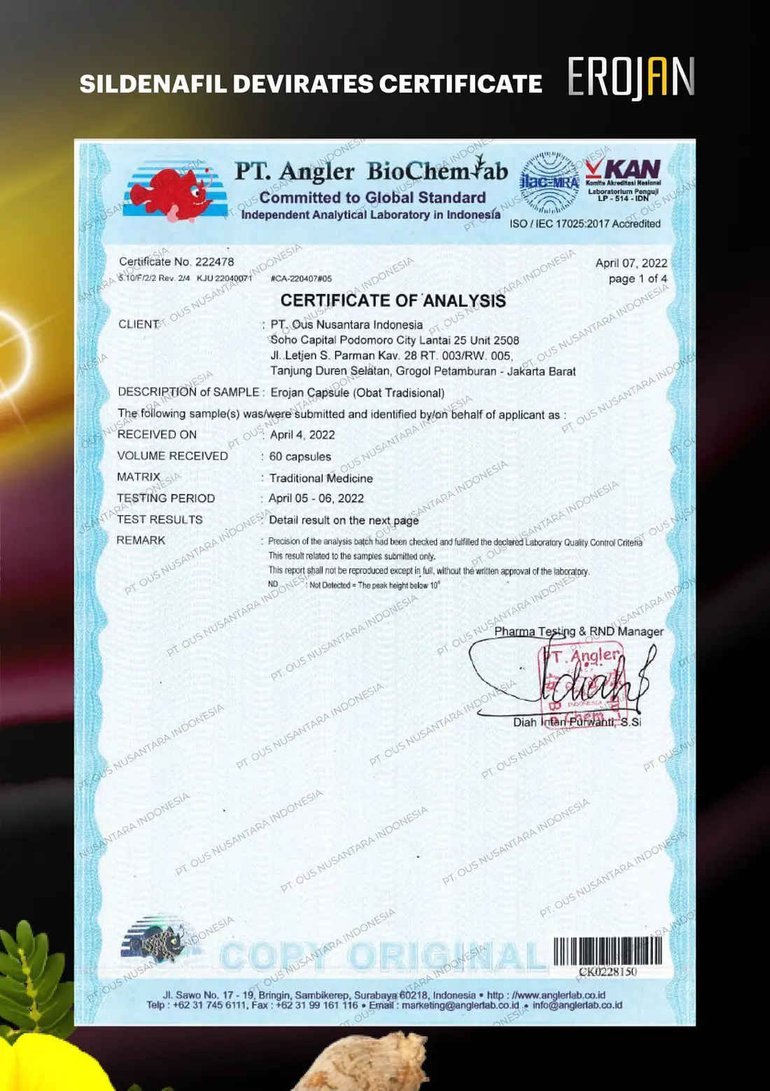 Hasil Uji Laboratorium EROJAN, halaman 1